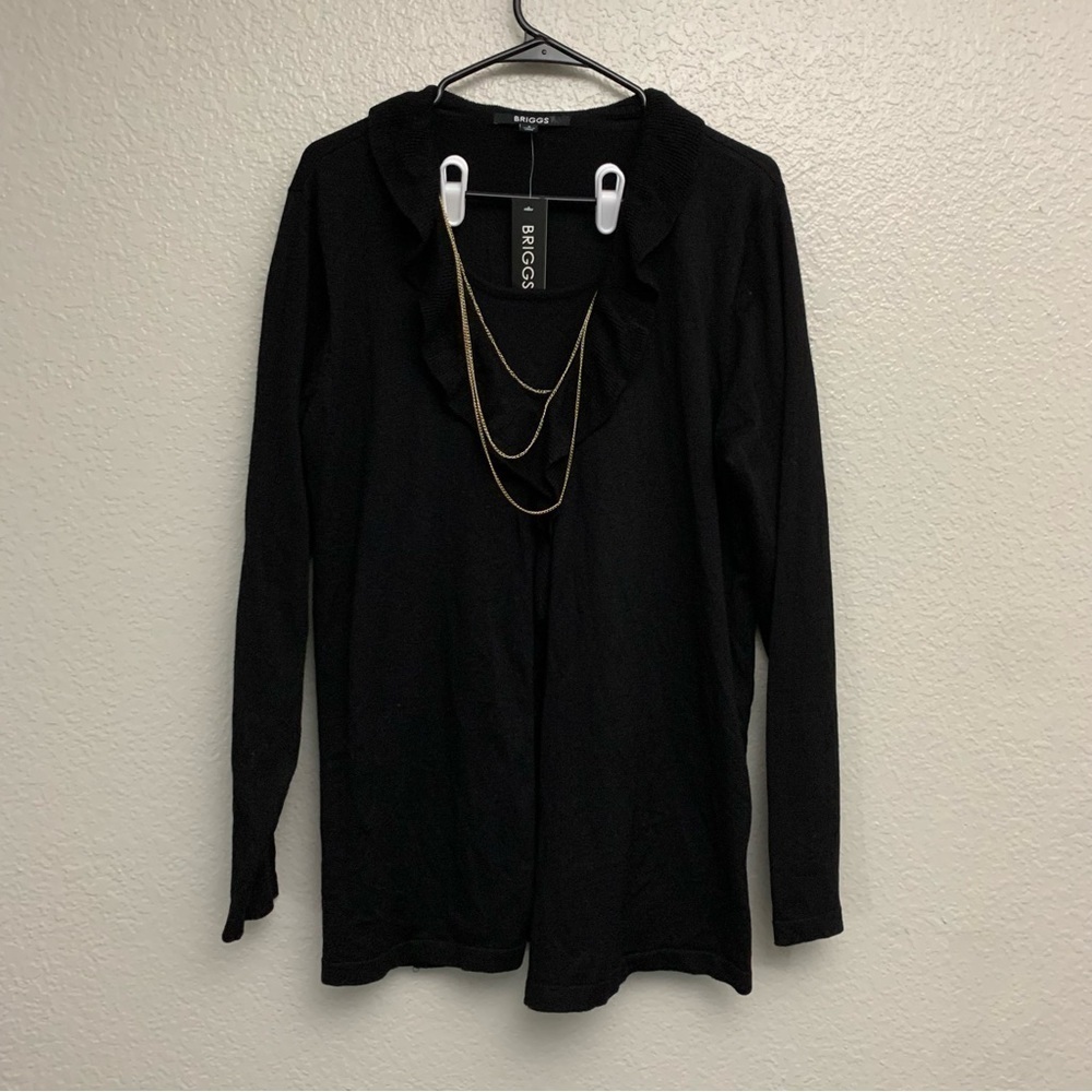 Briggs Women’s Black Scoop Neck Pullover‎ Sweater with Gold Chains Small NWT